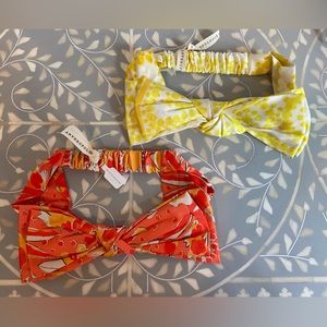 NWT Anthropologie Bundle Bow Headbands Orange & Yellow Patterns 100% Polyester